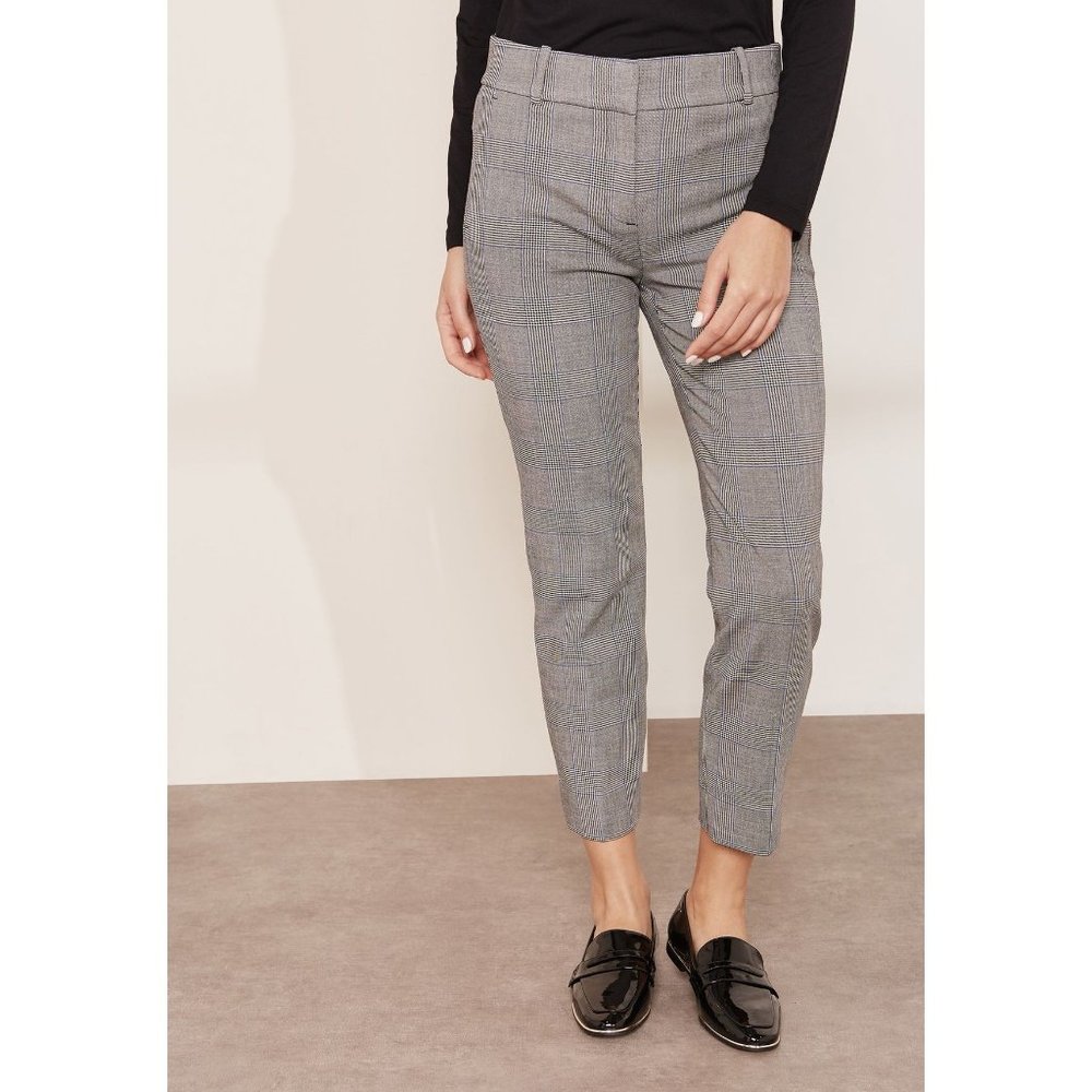 J.Crew Cameron Cropped Pants 4 Plaid High Rise Grey